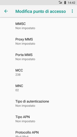 Scorri verso il basso e inserisci le informazioni di internet