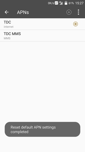 Your phone will reset to default Internet and MMS settings