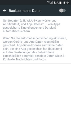 Schalten Sie Backup meine Daten ein
