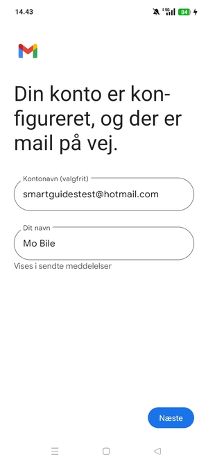 Giv din konto et navn og indtast dit navn. Vælg Næste