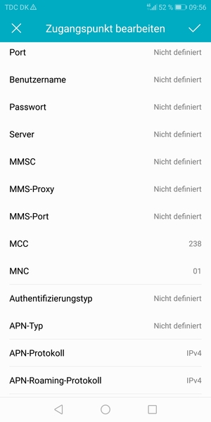 Scrollen Sie nach unten und geben Sie Internetinformationen ein