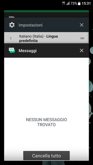 Seleziona Cancella tutto per chiudere tutte le applicazioni in esecuzione