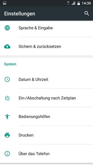 Scrollen Sie und wählen Sie Über das Telefon