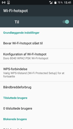 Din telefon er nu sat op til brug som modem