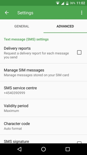Select SMS service centre