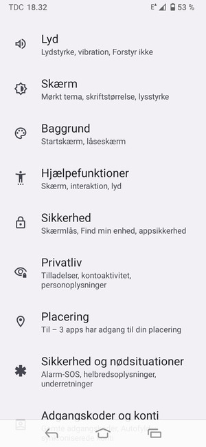 Scroll til og vælg Sikkerhed