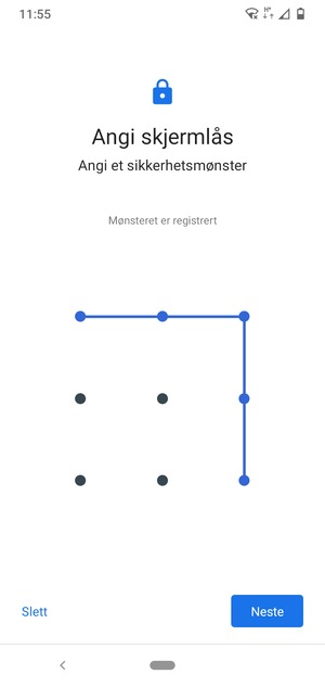 Tegn et opplåsingsmønster og velg Neste