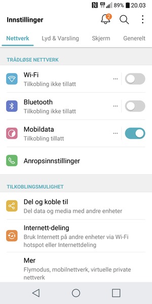 Velg Nettverk og Mer