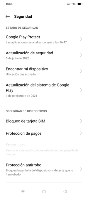Desplácese y seleccione Bloqueo de tarjeta SIM