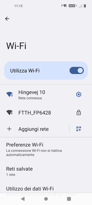 Ora sei connesso alla rete Wi-Fi