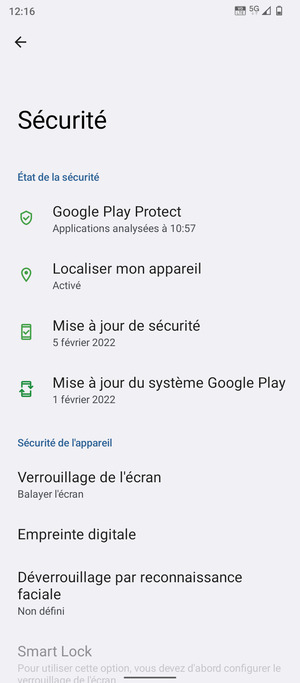 Sélectionnez Verrouillage de lécran