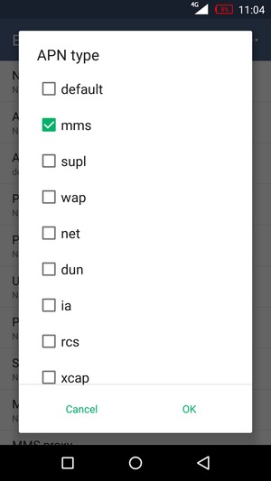 Check the mms checkbox and select OK