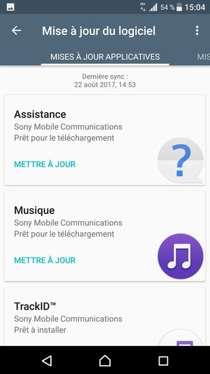 Sélectionnez MISES À JOUR SYSTÈME