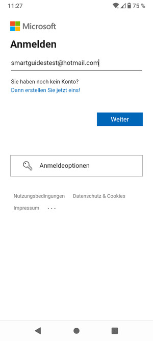 Geben Sie Ihre E-Mail-Adresse ein und wählen Sie Weiter