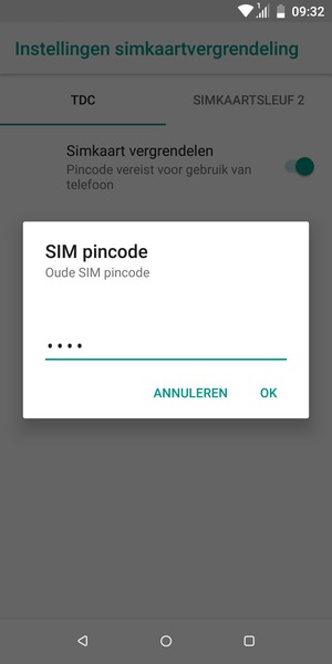 Voer uw Oude SIM pincode in en selecteer OK