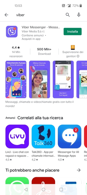 Seleziona l'applicazione