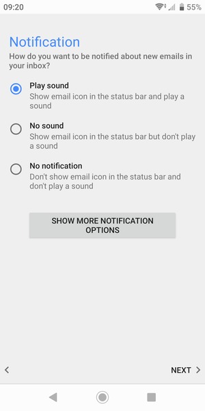 Select your preferred option and select NEXT