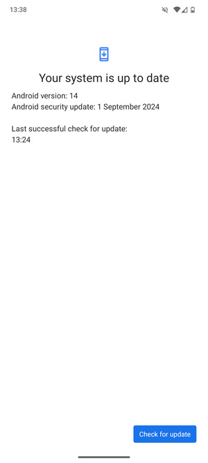 If your phone is up to date, you will see the following screen
