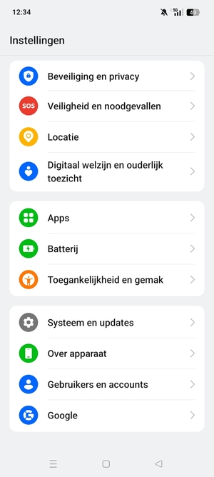 Scroll naar en selecteer Systeem en updates