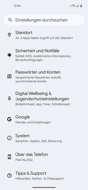 Scrollen Sie und wählen Sie System