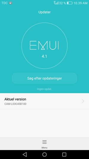 Hvis din telefon er opdateret, vil du se følgende skærmbillede