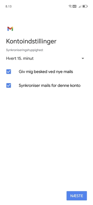 Vælg NÆSTE