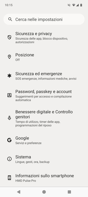 Scorri e seleziona Sicurezza e privacy