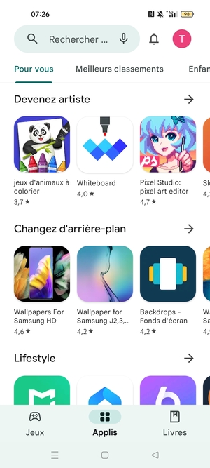 Sélectionnez la barre de Recherche