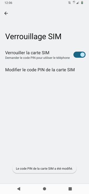 Votre code PIN de la carte SIM a été modifié