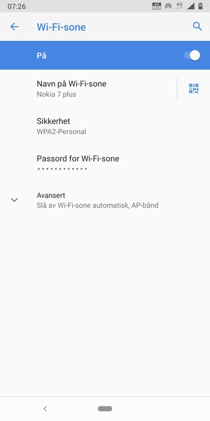 Telefonen din er konfigurert for bruk som et modem