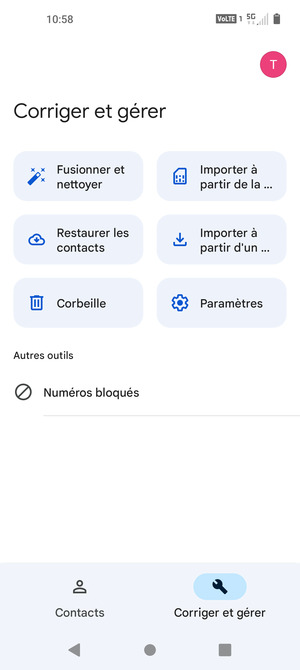 Sélectionnez Importer à partir de la carte SIM