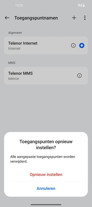 Selecteer Opnieuw instellen