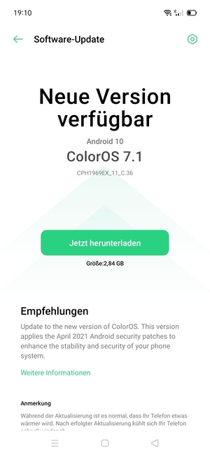 Falls Ihr Handy nicht aktualisiert ist, folgen Sie den Anweisungen auf dem Bildschirm.