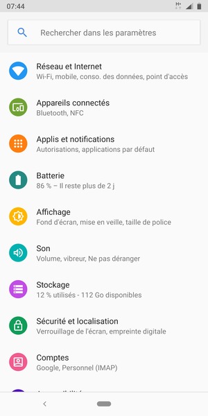 Sélectionnez Réseau et Internet