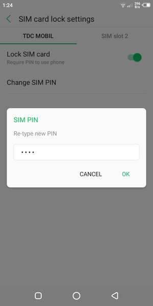 Confirm your new SIM PIN and select OK