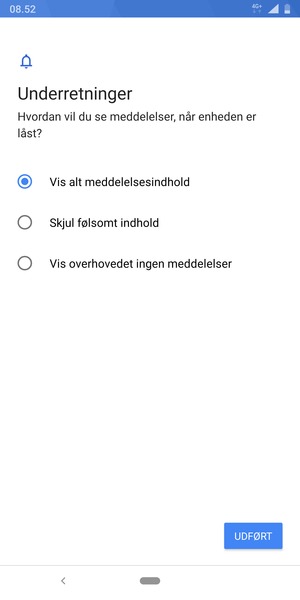 Vælg din foretrukne mulighed og vælg UDFØRT