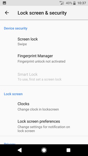 Select Screen lock