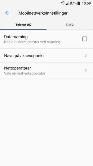 For å bytte nettverk hvis det oppstår nettverksproblemer, velg Nettoperatører