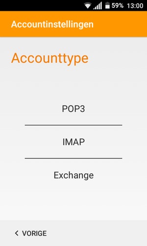 Selecteer POP3 of IMAP