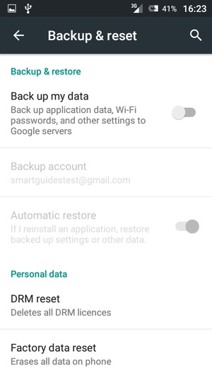 Turn on Back up my data