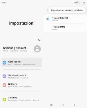 Seleziona Ripristina impostazioni predefinite