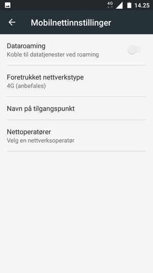 Velg Foretrukket nettverkstype