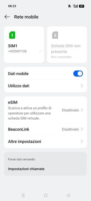 Seleziona SIM1 o SIM2