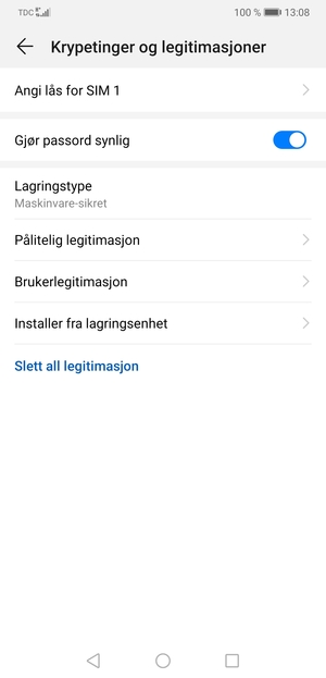 Velg Angi lås for SIM