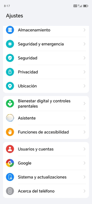 Desplácese y seleccione Sistema y actualizaciones