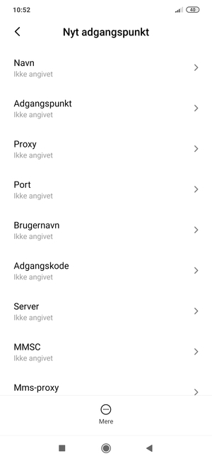 Indtast internet-oplysninger