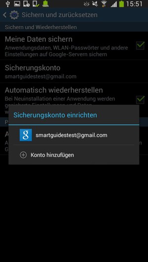 Wählen Sie Ihr Konto für Backup