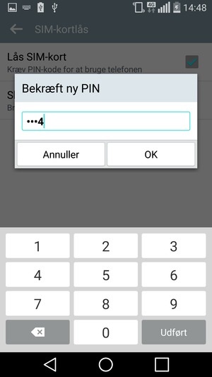 Bekræft din nye SIM PIN-kode og vælg OK