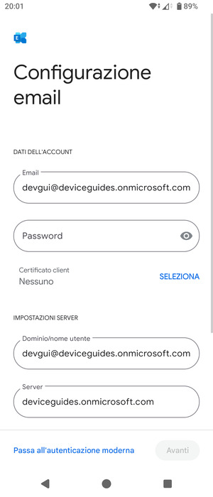 Inserisci la tua password