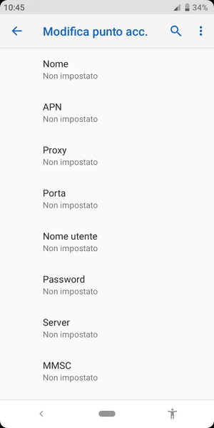 Inserisci le informazioni di Internet